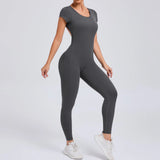 Zingj Fast Dry Yoga One Yoga Clothing Short Sleeves Back Hip Sports Fitness Clothing 89071-Outfit