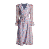 Fashion Temperament Dress Women 2025 New Long-Sleeved Dress V-Neck Print High-End Long Dress