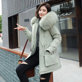 New 2021 Winter Parkas Women Large Fur Collar Hooded Jacket Thickness Cotton Padded Overcoat -30 degree Snow