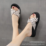 Zingj Summer New Round Polka Dot Slippers Women's Wear Korean Version Of Fashion Beach Shoes Female Net Red Ins Flat Sandals-Outfit