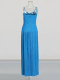 Fashion Sexy Style Dress Woman 2025 Summer New Temperament Folded Fish Bone Design Open Fork Sling