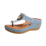 Zingj Size Slope With Hollow Toe Slippers Female Thick Bottom Buckle Lightweight Beach