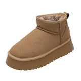 Ankle Snow Boots Women Winter 2022 New Brand Fur Short Plush Warm Flats Slippers Platform Shoes Flip Flops Suede