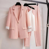 Zingj / Large Size Women's 200 Jin Fat Sister Autumn Suit Female Casual Suit Jacket Loose Thin Two Sets-Outfit