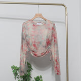 Design With A Thin-Dyed Sexy Mesh Long-Sleeved Sunscreen T-Shirt With A Short Top
