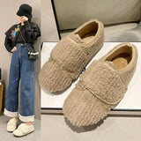 Women Winter Flats Shoes Ladies Casual Moccasin Warm Plush Female Fashion Non Slip Flock Loafers New Female