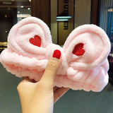 Face Hair Holder Hairbands Soft Warm Coral Fleece Bow Animal Ears Headband For Women Girls Turban Fashion Hair