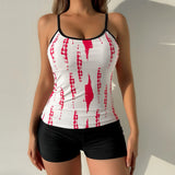 2025 New Swimsuit Split Flat Angle High Waist Conservative Multi-Colored Tankini Swimsuit