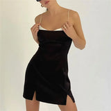 Backless Sleeveless Sexy Summer Bodycon Dress Women 2022 Black V Neck Patchwork Mini Club Outfit Party Dresses