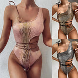Zingj Hot Style One-Piece Bikini New Hollow One Shoulder One-Piece Swimsuit Snake