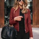 Autumn Short Coat Motorcycle Leather Jackets 2020 Fashion Faux Soft Leather Jackets Female Slim PU Jacket