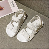 Sandals Summer New Flat British Wind Velcro Embroidery Thick-soled Casual Casual Roman Fragrance Designer Shoes