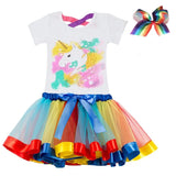 Clothing Sets Baby Girls Clothes 2021 Summer Princess Party Unicorn Colorful tutu Dress Kids Birthday Ball Gown