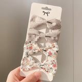 Pcs/set Cotton Linen Leopard Printed Bowknot Hair Clips For Cute Girls Barrettes Safty Hairpins Headwear Kids Hair