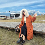 2022 Winter New Women Fur Hooded Long Jacket Parka Warm Cotton Padded Clothes Fashion Loose Coat Elegant Lady