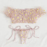 Women Sexy Lingerie Sheer Floral Print Off-Shoulder G Thong Women's Underwear Panties Exotic Ses Erotic Costumes Sexy