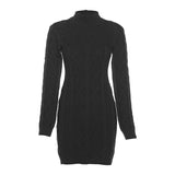Fall Winter Fashion Twist Knitted Long Sleeve Backless Mini Dress for Women Elegant Warm Dresses Outfits
