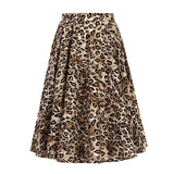 Animal Leopard Retro Vintage 50s Skirt Women Ladies A Line Midi Floral Print 2022 Sexy High Waist Swing Pinup