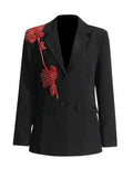 Sense French Retro Coat 2025 Autumn New Lapel Long Sleeve Rhinestone Stitching Flower Design Suit