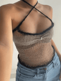 Lace Up Knitted Crop Cami Top- Outfit