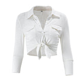 Zingj Wear With Sweet And Spicy Wind Minimalist Long Sleeve Pure Desire Top Trend Street Kink Casual Versatile Shirt Girl- Outfit