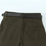 2025 Spring New Women's Fashion Simple With Belt Double Fold