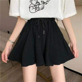 Women Summer High Waist Black All-match Ins Leisure Loose Sweat Fashion INS Female Drawstring Korean Style Plus Size