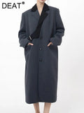 Fashion Women's Trench Coat Patchwork Metal Bevel Buckle Long Sleeve Straight Windbreaker Female Autumn 2023 New