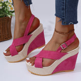 Zingj Platform Heel Sandals 2024 Size Denim Cross Buckle