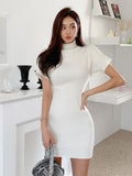 Fashion Women Summer Kint Bodycon Mini Dress Female Slim Short Sleeve Sexy Dress Femme