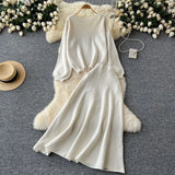 Zingj Wind Wear Take Female Korean Department Lazy Wind Loose Versatile Long-Sleeved Knit High Waist Big Swing Sweater