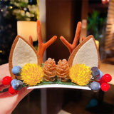 Women Girls Cartoon Christmas Antlers Hairpins New Year Sweet Hair Decorate Barrettes Hair Clips Novelty Hair