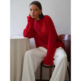 Spring Summer Hollow Sweater Women In Wind Loose Knitted Long-Sleeved Cover Ice Cream