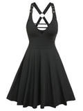 2022 New Buckle Strap Sleeveless O-Ring Flare Dress A Line Party Dress Graduation Dress Women