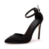 Cm Black Satin Noodles In The Air Pointed High-Heeled Sandals Fine High Heel Women Sandals Large Size