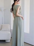 Sister Fan OL Temperament Conjoined Broad Leg Pants Summer Style Korean Temperament Show Thin Open Fork Fashion Professional
