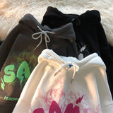 sense small horns hoodie autumn and winter new sweater women plus velvet couple wear ins outer