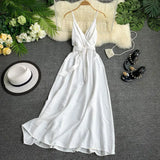 2021 Women Dress Summer Sexy V Neck Sashes Dress Red White Black Sleeveless Spaghetti Strap Beach Dress