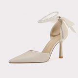 Shoes Wedding Shoes Sweet High Heels Princess Shoes Female Pointed Fine Heel Single Shoes With Skirt French Small