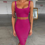 2pc Skirt Set For Women Sexy Crop Top And High Waist Skirt Outfits 2022 Summer Lady Orange Club Party Dress Set