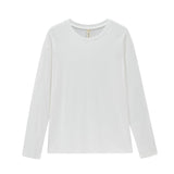Woman Long Sleeve T-shirts Crew Neck Tops Tees Solid Color Cotton Clothes 2021Spring Fashion