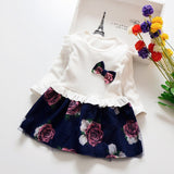 to 6 Yrs Spring Autumn Toddler Girl Dress Long Sleeve Toddler Dress Floral Bow Kids Dresses for Girls Fashion Girls