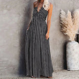 Summer New Sexy Striped Tube Top Adjustable Lace Up Sling Dress Women Elegant Backless Evening Party Long Dresses