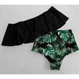 High Waist Bikinis 2021 New Print Swimwear Women Swimsuit Shoulder Ruffle Bathing Suits Beach Wear Push Up Biquini