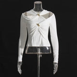 Temperamental Socialite Bottom Shirt 2025 Autumn New Shoulder Hollow Kink Design Slim Short Jacket