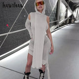 Women Fashion Autumn One Shoulder Bodycon Hooded Streetwear Midi Dress 2021 Fall Clothes Wholesale Items