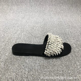 2025 New Cool Drag Temperament Female Summer European Pearling Princess Wind And Toe Type Flat-Bottom