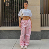 Clothing Oversized Drawstring Low Waist Parachute Loose Fit Sweatpants Trousers Women Jogger Cargo Pants Streetwear