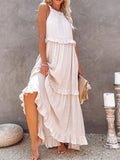 Style Ruffled Long Dress Wide Hem
