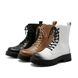 2025 New Black High-Top British Style Round-Headed Men's Platform Martin